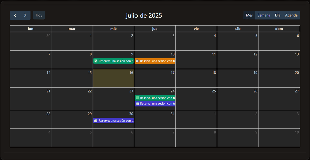 Dashboard calendario